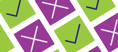 Illustration of checkboxes with ticks and checkmarks